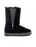 Black ankle boot with a sole embellished with rhinestones