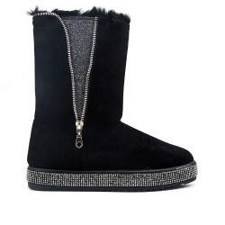 Black ankle boot with a sole embellished with rhinestones