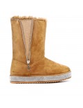 Camel ankle boot with sole and rhinestones