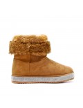 Camel ankle boot with sole and rhinestones