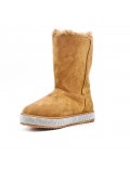 Camel ankle boot with sole and rhinestones