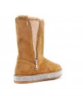 Camel ankle boot with sole and rhinestones