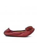 Red wine comfort ballerina with flower pattern