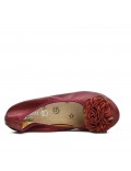 Red wine comfort ballerina with flower pattern