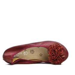 Red wine comfort ballerina with flower pattern