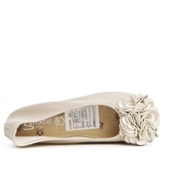 Ballerine confort blanc à motif fleur