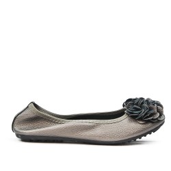 Ballerine confort gris à motif fleur