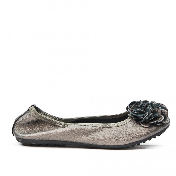 Gray comfort ballerina with flower pattern