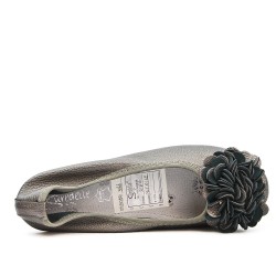 Ballerine confort gris à motif fleur