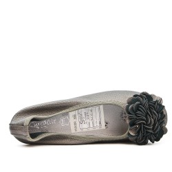 Gray comfort ballerina with flower pattern