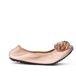 Champagne comfort ballerina with flower pattern