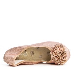 Champagne comfort ballerina with flower pattern