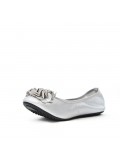 Silver comfort ballerina with flower pattern