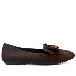 Big size 39-43 - Brown loafer with pompom