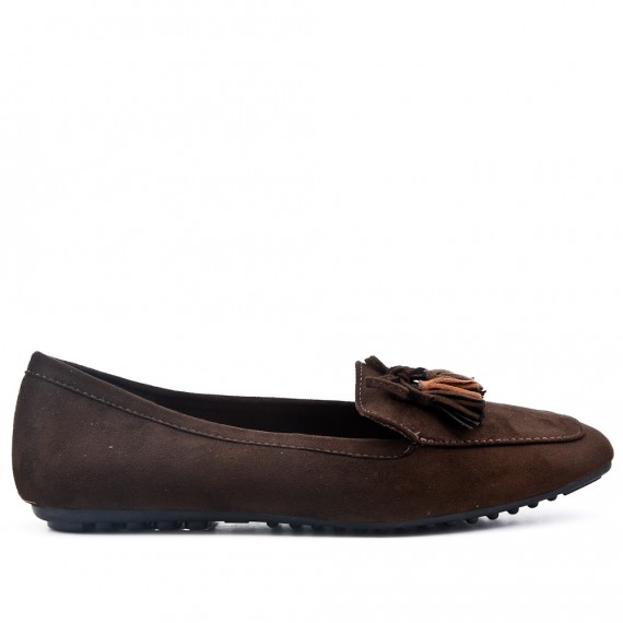 Talla grande 39-43 - Mocasín marron con pompón