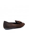 Talla grande 39-43 - Mocasín marron con pompón