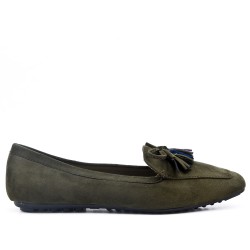 Talla grande 39-43 - Mocasín verde con pompón