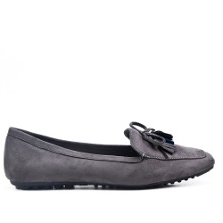 Talla grande 39-43 - Mocasín gris con pompón