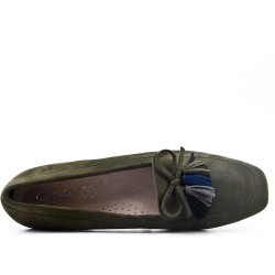 Talla grande 39-43 - Mocasín verde con pompón