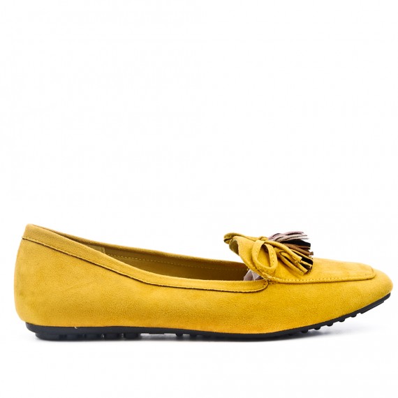 Big size 39-43 - Yellow loafer with pompom