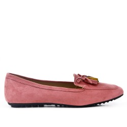 Grande taille 39-43 - Mocassin rose à pompon