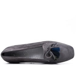 Talla grande 39-43 - Mocasín gris con pompón