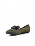 Talla grande 39-43 - Mocasín verde con pompón