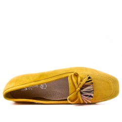 Big size 39-43 - Yellow loafer with pompom