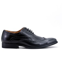 Black faux leather lace-up brogue