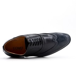 Black faux leather lace-up brogue