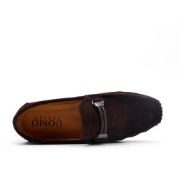 Brown moccasin in faux suede