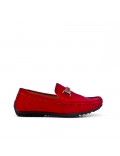 Mocassin enfant en simili daim rouge