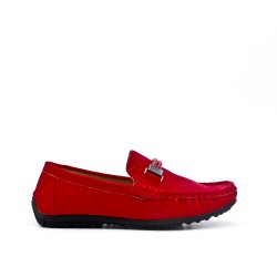 Mocasín infantil en gamuza rojo