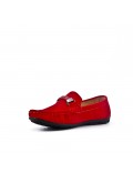 Mocassin enfant en simili daim rouge