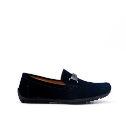 Mocassin enfant en simili daim bleu