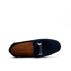 Child moccasin in blue suede