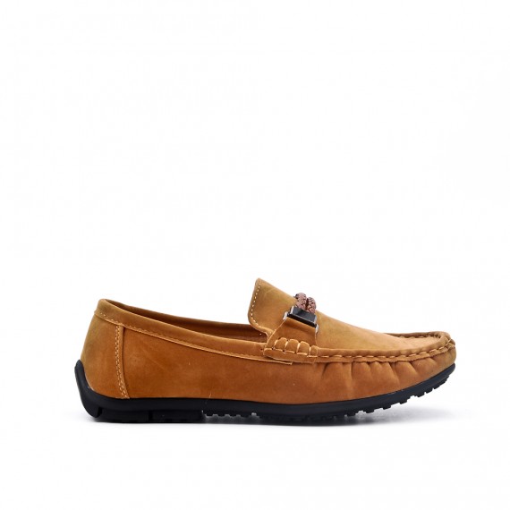 Mocassin enfant en simili daim camel