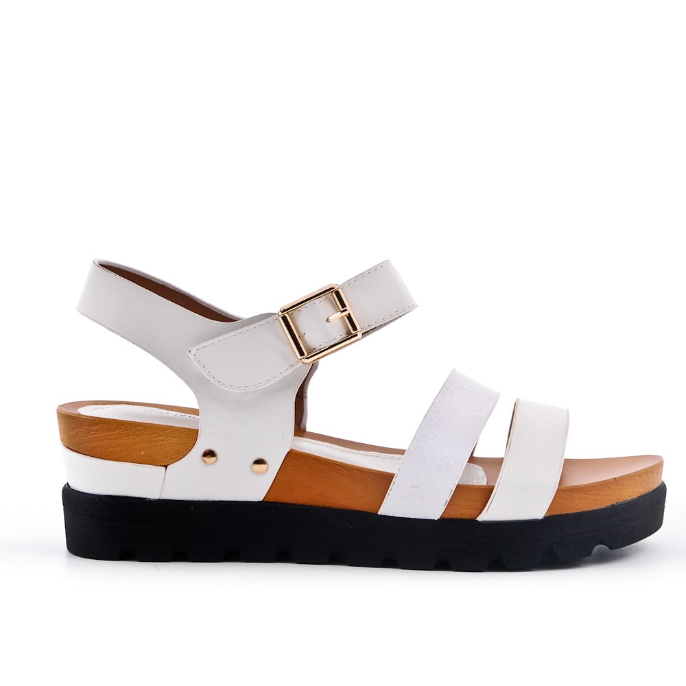 sandale compensé blanche