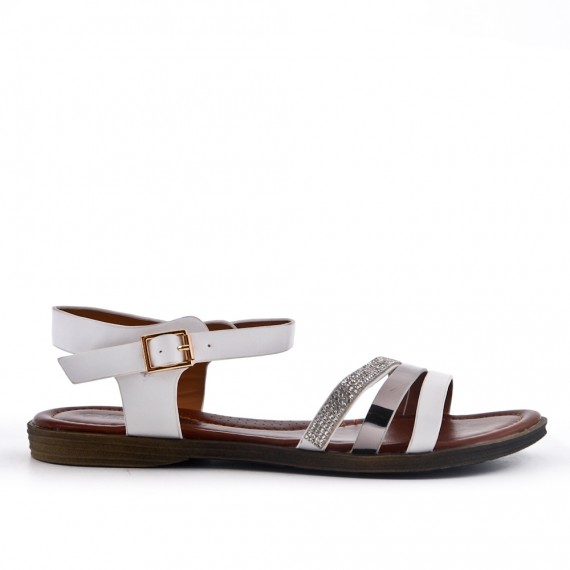 sandale plate blanche