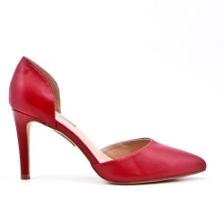 Escarpin rouge en simili cuir à talon