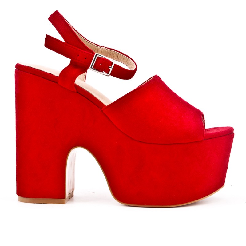 sandales plateforme rouge