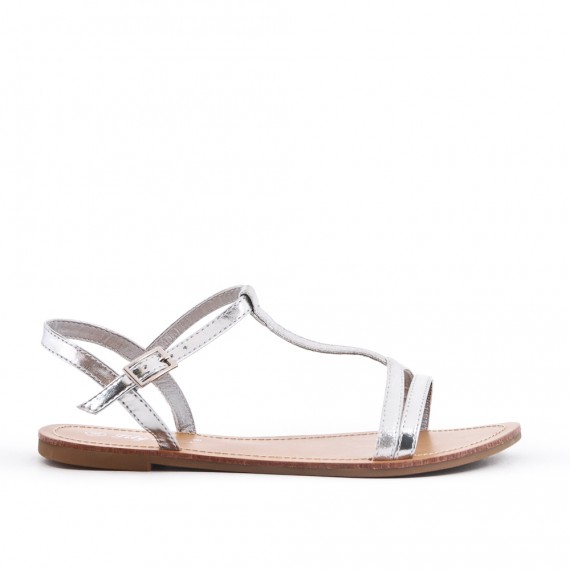 En Plate Argent Simili Sandale Cuir Jlc1FK