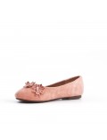 Pink girl ballerina in faux suede with flower