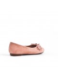 Pink girl ballerina in faux suede with flower