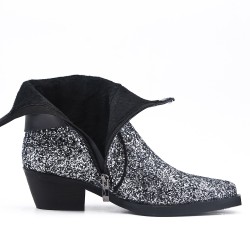 Bottine pailletée noire