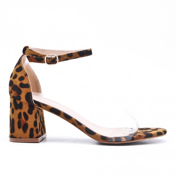 sandale talon leopard