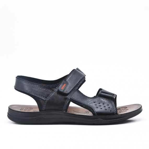 Sandale homme noire en simili cuir