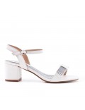 White imitation leather sandal with heel