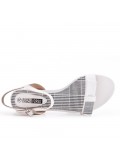 White imitation leather sandal with heel
