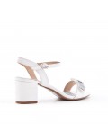 White imitation leather sandal with heel